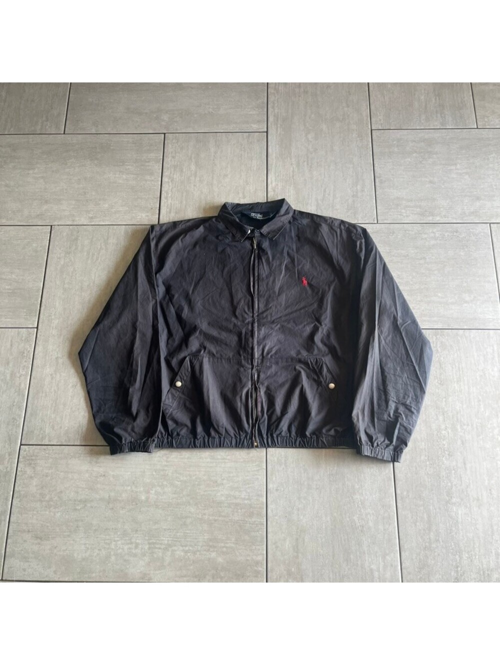 Polo Ralph Lauren Black Cotton Zip-Up Jacket Large